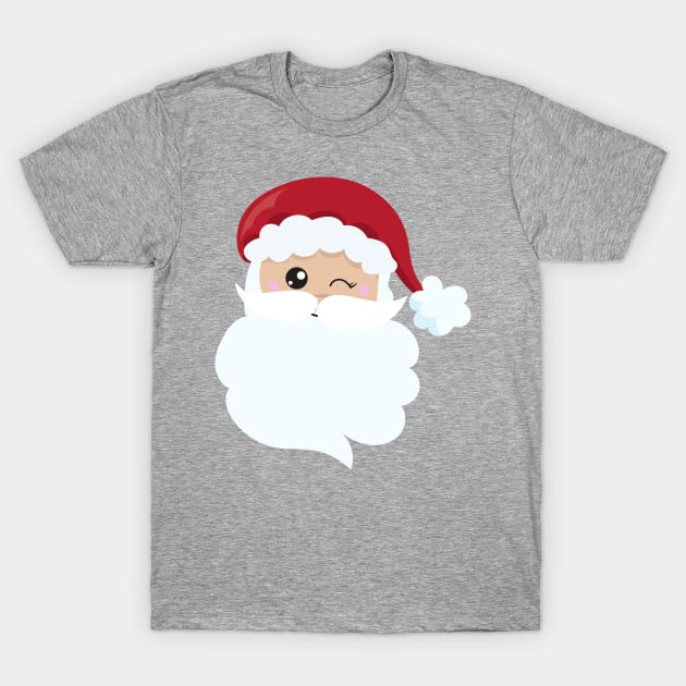 Santa Claus, Winking Santa, Santa Hat, Christmas T-Shirt by Jelena Dunčević